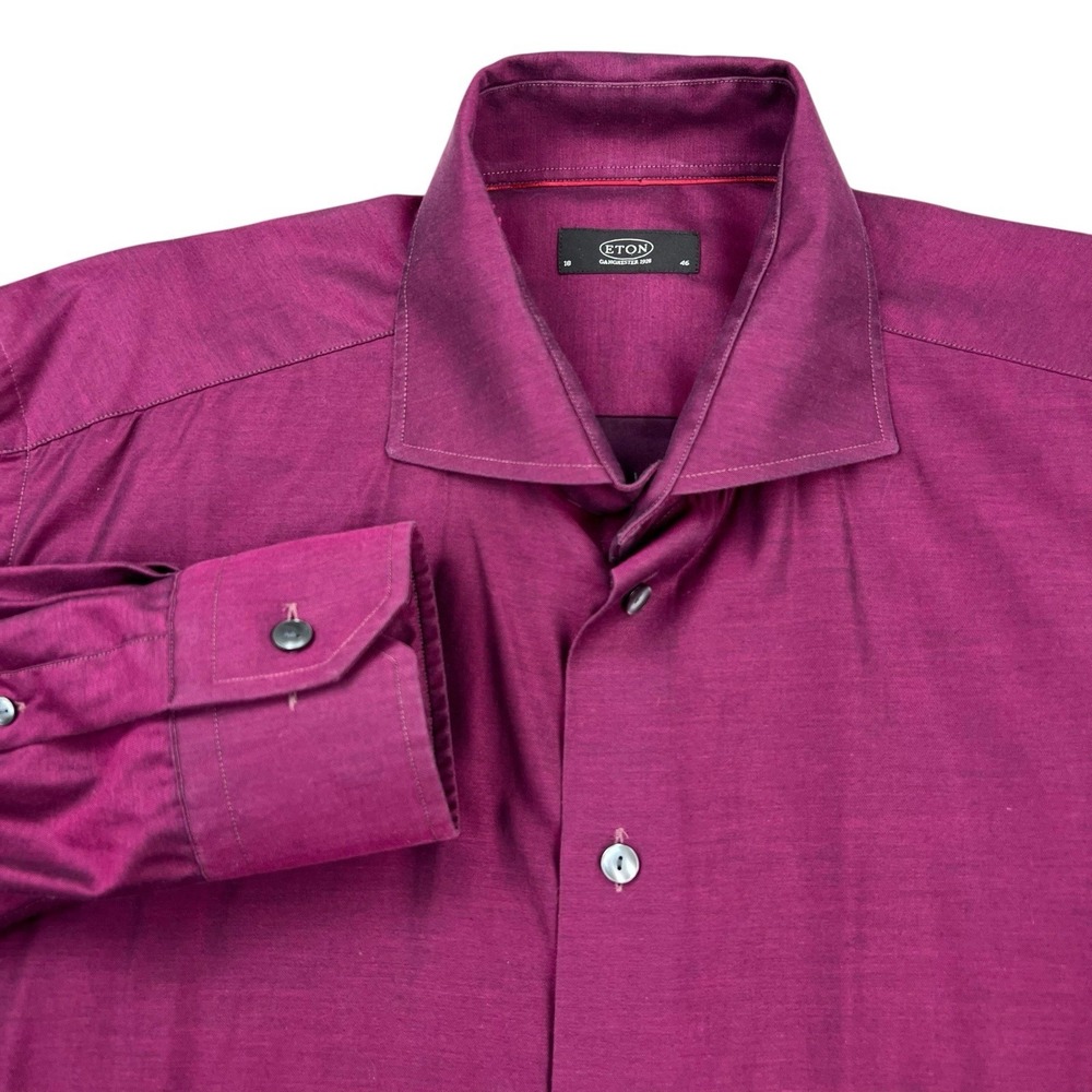 Eton Shirt‎ Mens Size 46 Purple Ganghester 1928 Long Sleeve Dress Casual
